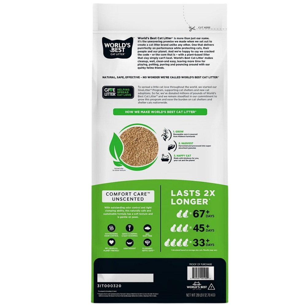 Arena World's Best Comfort Care Arena Natural Aglutinante Sin Fragancia para Gato