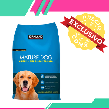 Alimento Kirkland Mature Pollo y Arroz para Perro (Precio exclusivo para CDMX)