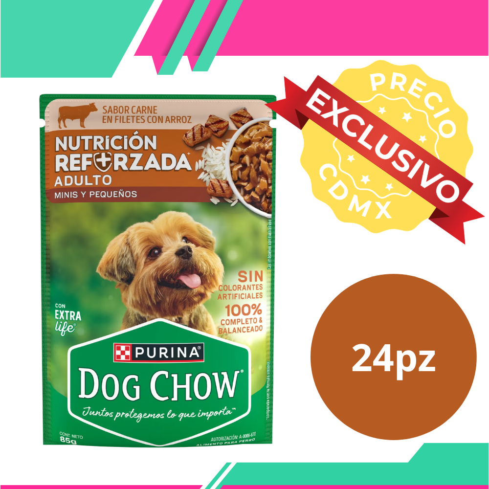 Dog Chow Sobres Adulto Raza Pequeña Sabor Carne (Venta únicamente en CDMX)