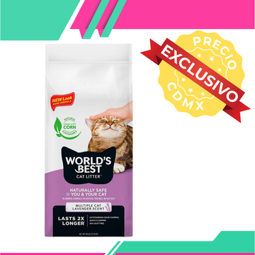 Arena World's Best Lavender Scent Arena Natural Aglutinante Fragancia de Lavanda para Hogares Multigato (Venta únicamente en CDMX)