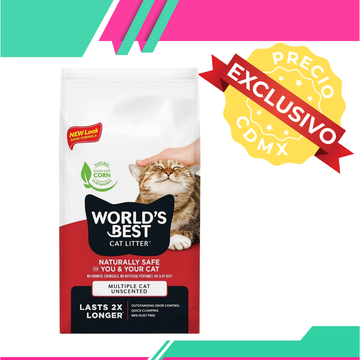 Arena World's Best Unscented Arena Natural Aglutinante Sin Fragancia para Hogares Multigato (Venta únicamente en CDMX)