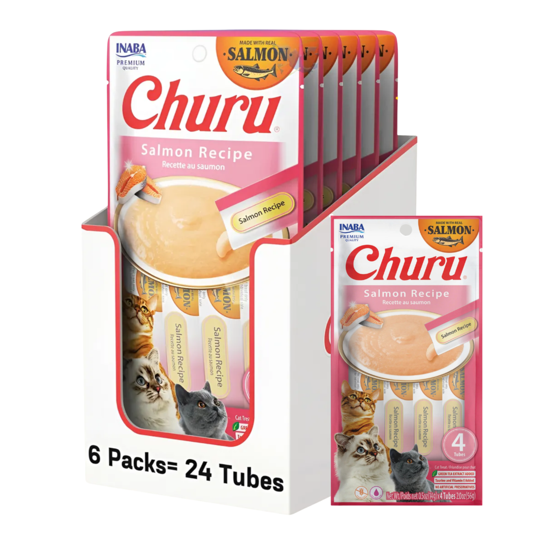 Inaba Churu Salmon Real Premio Cremoso Gato Caja (24 TUBOS)