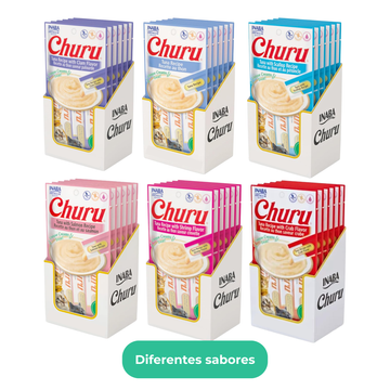Inaba Churu Premio Cremoso Gato Caja 6 Bolsas (24 TUBOS) Sabores