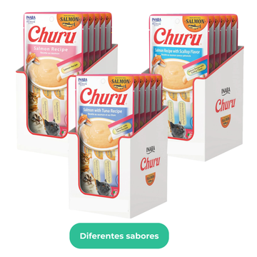 Inaba Churu Salmon Real Premio Cremoso Gato Caja (24 TUBOS)